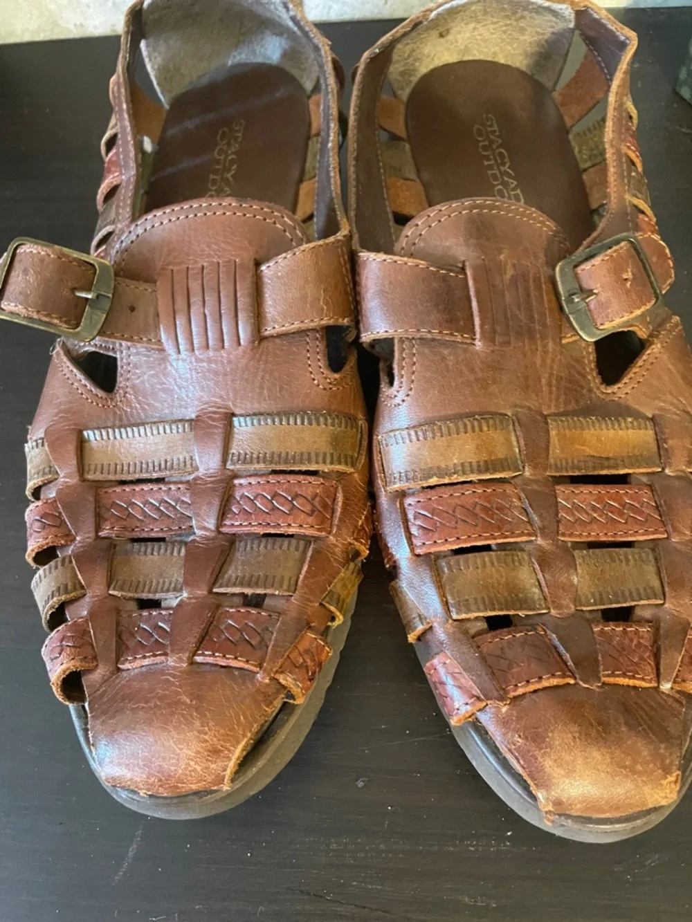 Stacy Adam’s Outdoor Brown Woven Leather Fisherman Sandals Size 8.5